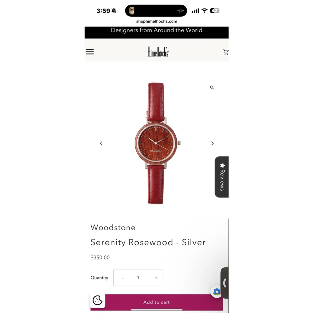 $350 Woodstone Watch NWB Serenity Rosewood-Silver